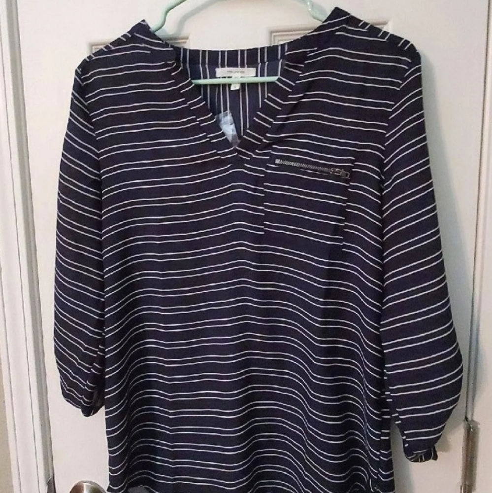 Maurices Small Navy Striped Blouse NEW
